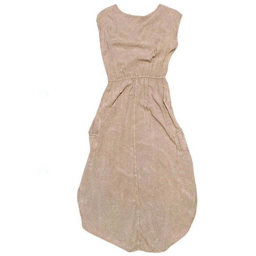 ‎The Odells Hi-Low Sleeveless Dress Pockets Beige Beach Lightweight Rayon XS - Picture 2 of 7